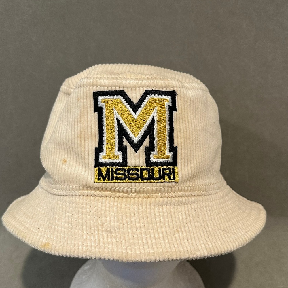 Vintage Missouri Tigers Bucket Hat University Square Corduroy Cream Mens Large‎